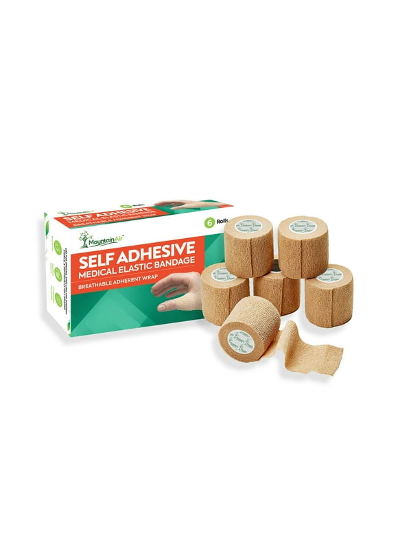 Pack of 6 Rolls Self Adhering Bandage Wrap - Cohesive Bandage - Sport Bandage Elastic Sterile Latex Free Flex Wrap Bandage For Ankle Sports Injury - Self Adhesive Wrap for Vets - 2 inch by 5 Yards