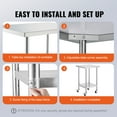 thumbnail image 5 of KFFKFF 24x24x38 Inch Stainless Steel Table, 700 LBS Capacity, Mobile with 4 Casters, 3 Height Settings, Durable Kitchen Prep Station for Commercial Use, Silver, 5 of 8