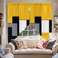 thumbnail image 2 of Yellow Black Swag Curtain Valance for Windows, Gray Geometric Abstract Color Block Modern Art Window Treatments Short Swag Topper for Kitchen Windows Bathroom Bedroom, 36"x45", 2 of 8