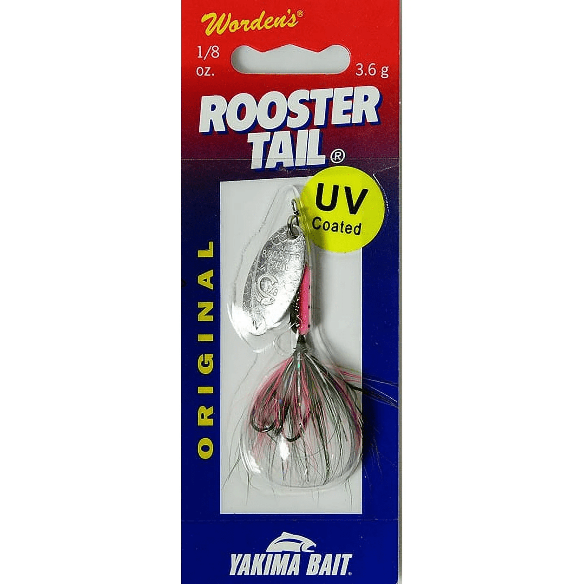 Yakima Bait Worden's Original UV Coated Rooster Tail, Inline Spinnerbait Fishing Lure, Tinsel Glitter Rainbow, 1/8 oz.