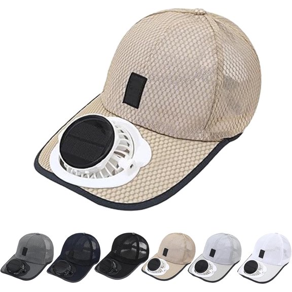 Solar Rechargeable Peak Cap, USB & Solar Powered Breathable, Quiet Cooling Hat, Breathable Sun Cap Golf Hiking Fishing