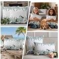 thumbnail image 5 of Teal Blue Fall Outdoor Waterproof Pillow Covers, Thanksgiving White Pumpkin Eucalyptus Decorative Square Throw Pillowcase Sofa Cushion Sham for Patio/Couch/Chair, 18"x18" 2 Pack, 5 of 8
