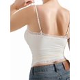 thumbnail image 5 of Women'S Square Neck Lace Tank Tops Sleeveless Crop Spaghetti Strap Summer Y2k Tops White M, 5 of 6