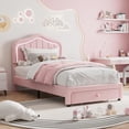 thumbnail image 2 of Eastvita Twin Upholstered Bed Frame Storage Drawer/Smart LED Headboard - ' Platform Bed with Wooden Slat Support/No Box Spring/Easy Assembly/All Pink, 2 of 6