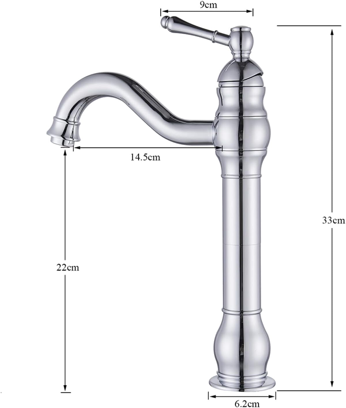 Vintage Bathroom Faucet, 360 Degree Swivel Spout Bathroom Sink Faucet, Cold/Hot Water Basin Tap, Single Handle Bathroom Faucet High, Black