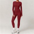 thumbnail image 3 of Ensemble de Yoga pour Femmes, Mode Décontractée Couleur Unie Manches Longues Col Rond Ajusté, Pantalons pour Femmes, 3 of 6