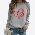thumbnail image 2 of yoeyez Valentine's Day Sweatshirt Women Love Heart Print Shirts Casual Long Sleeve Pullover Top Teen Girls Crewnck Funny Graphic Tee for Valentines Day Gray XL, 2 of 3