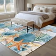 thumbnail image 4 of 5x8 Area Rugs for Living Room, Blue Coastal Non Slip Area Rugs for Kitchen Bedroom Entryway, Summer Beach Starfish Shell Coral Nautical Washable Carpet Runner Rug Floor Mats for Bedroom Home Decor, 4 of 8