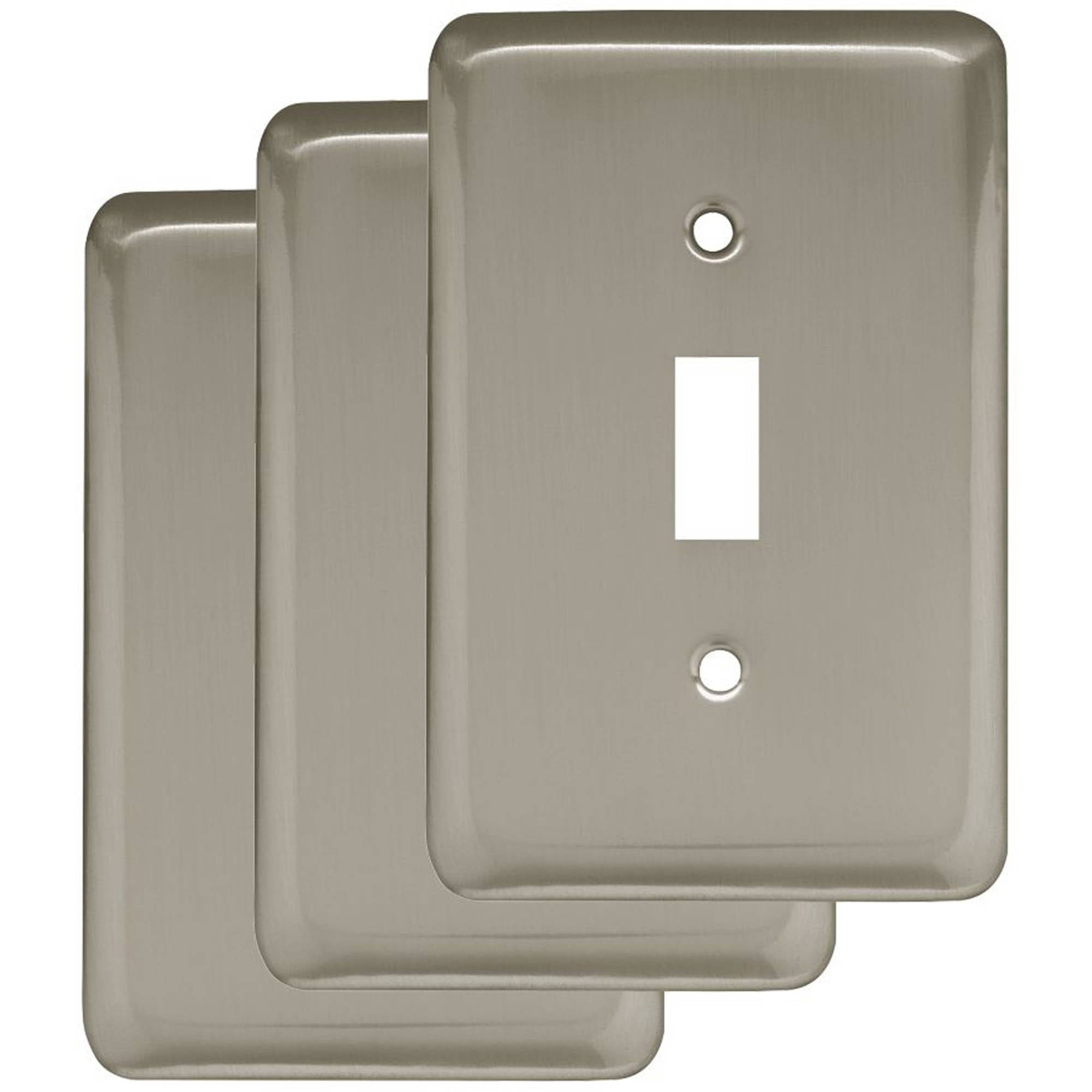 Franklin Brass Stamped Round Single Switch Wall Plate in Satin Nickel, 3Pack