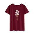 thumbnail image 4 of Xuanfei Women Daisy Graphic Printed Short Sleeve Solid Color T-Shirt, 4 of 7
