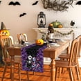 thumbnail image 3 of Linen Halloween Table Runner Gothic Skull Tablecloth Day of The Dead Roses Skull Decor Halloween Decorations and Supplies for Home Kitchen Table-13×90’’ Jack Skellington and Sally, 3 of 6