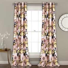 Tania Floral Room Darkening Window Curtain Panels Blue Gray Set