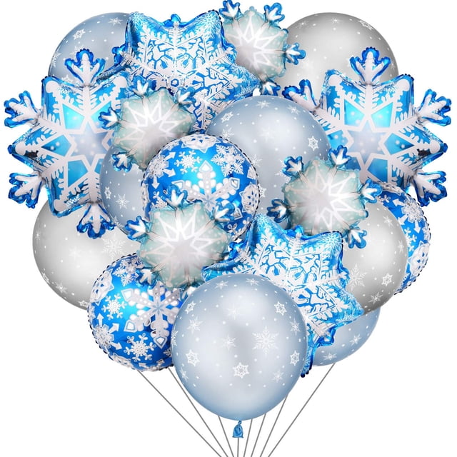 Set de globos con temática invernal Hicarer, 60 piezas, copos de nieve