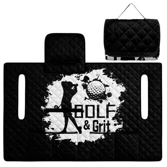 FKELYI Black Golf & Grit Print Golf Cart Accessories Portable Golf Cart Seat Cover Cushion Protector Foldable Carts Cushion Towel Blanket for EZGO Yamaha Carts
