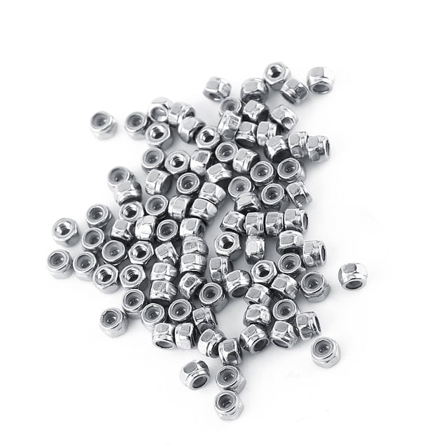 Stiff Nut Locknut Hex Nut Locknuts with Nylon Insert, Stainless Steel SS304, Vibration Resistant, 9 Different Sizes for Hardware, Vehicles, Home or Outside Applications