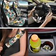 thumbnail image 2 of XYZCANDO Cow Sunflower 14 Pieces Car Seat Covers Full Set Steering Wheel Cover Auto Center Console Pad Seat Belt Pads Headrest Covers Cup Coasters for Most Cars SUVs Sedans, 2 of 7