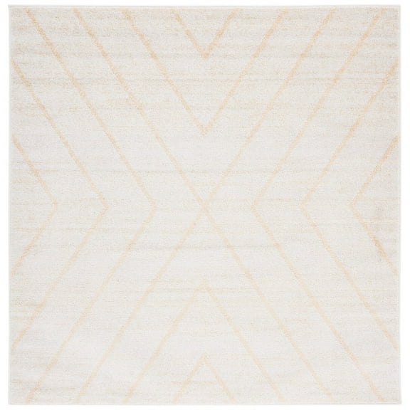 SAFAVIEH Adirondack Evonne Geometric Area Rug, Ivory/Gold, 6' x 6' Square
