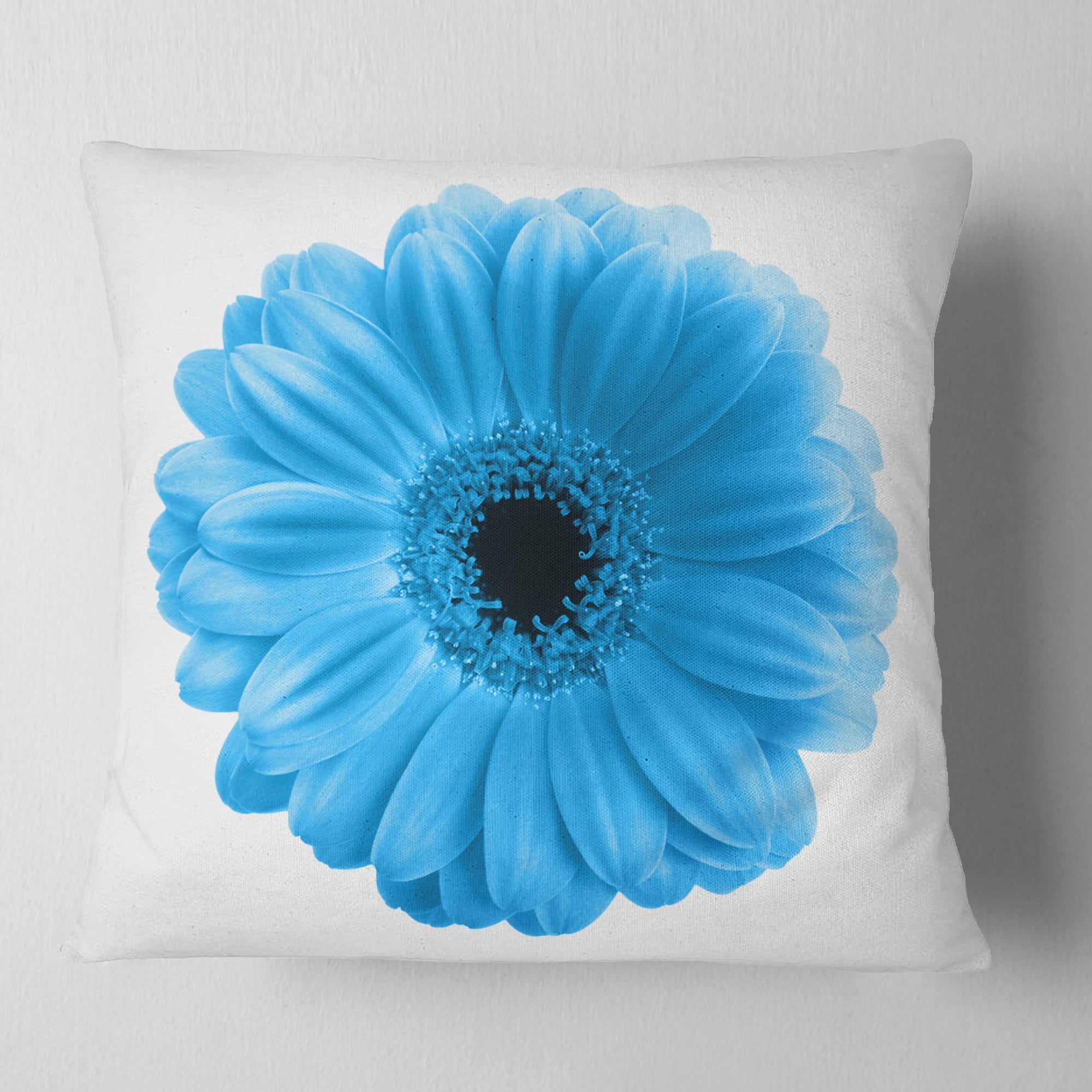 Designart Isolated Blue Flower - Floral Throw Pillow - 16x16