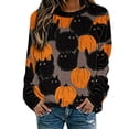 thumbnail image 1 of MesaSe Sweat-Shirt Citrouille pour Femmes Halloween Manches Longues Col Rond Pull Orange, 1 of 3
