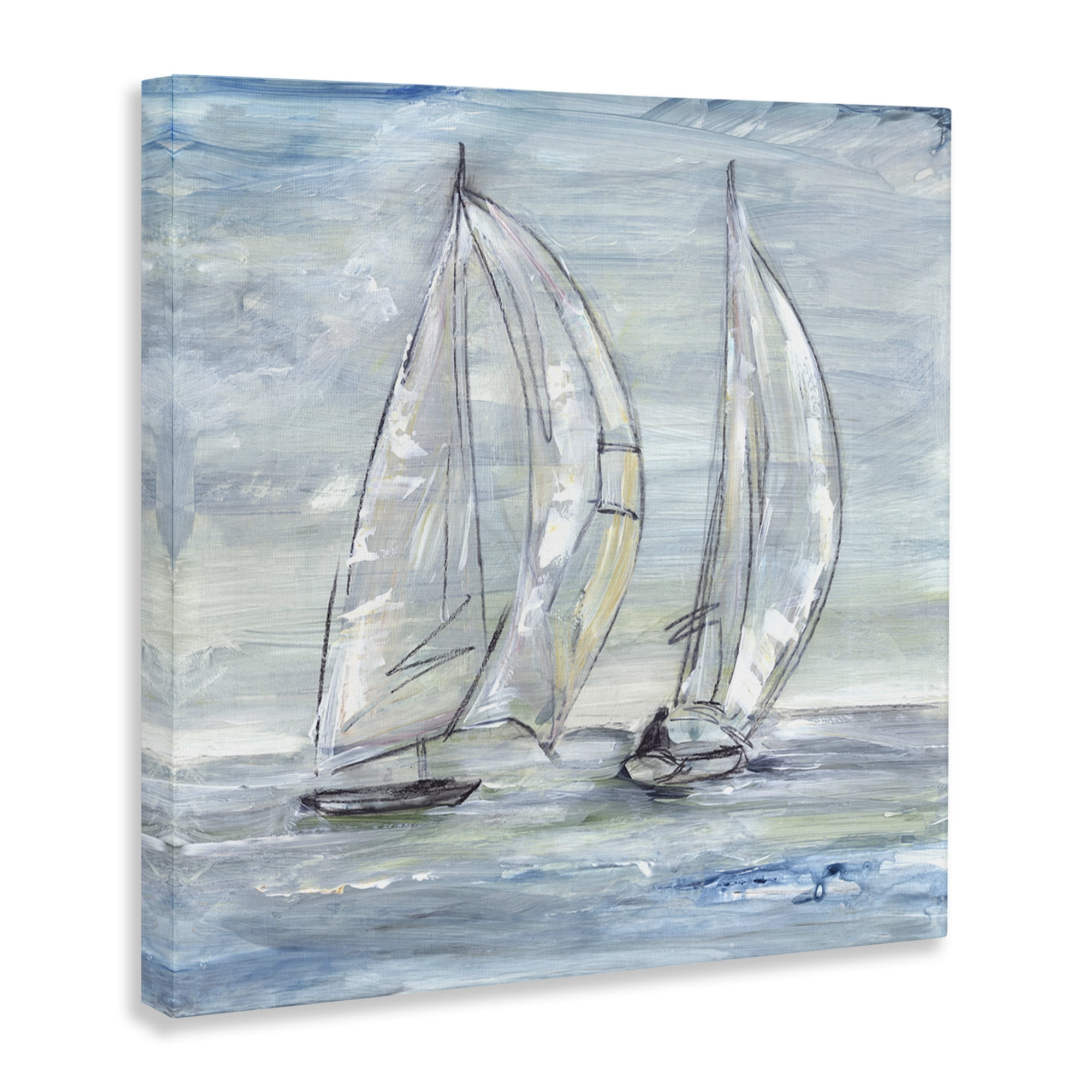 Stupell Industries Windswept Sailboat Duo Nautical & Beach Painting Wrapped Canvas Art Print Wall Art, 36 x 36