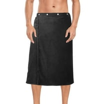 Ryvnso Men's Adjustable Shower Wrap Black Bath Towels with Snap Closure 28 x 60 inch