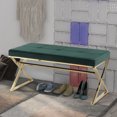 thumbnail image 4 of SYNGAR Upholstered Bedroom Bench, Modern Velvet Footstool Bench Seat for Living Room, Hallway, Entryway, Ottoman Bench with Gold Metal Legs, Green, 4 of 11
