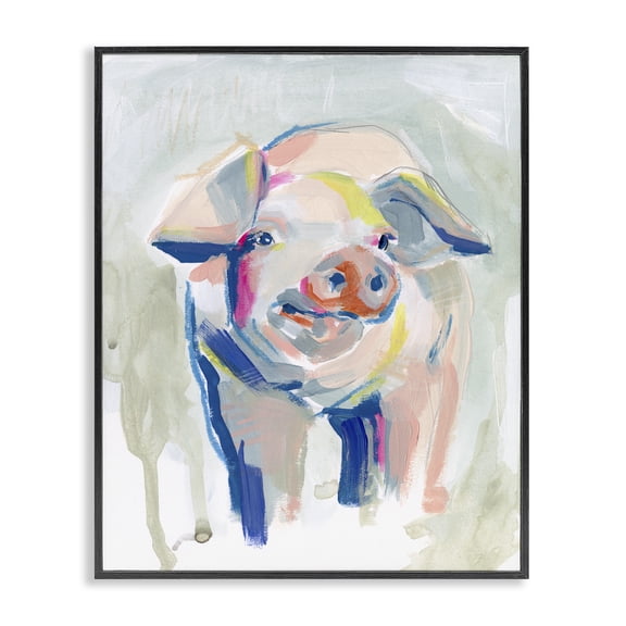 Stupell Industries Rustic Lodge Colorful Pig Farm Animal Black Framed Giclee Art, 11 x 14, by Jennifer Paxton Parker