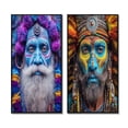 thumbnail image 2 of Designart "Enigmatic Portrait of Wise Guru with Feathers II" Man Framed Wall Art Set Of 2 - Glam Blue Frame Gallery Set For Office Decor, 2 of 6