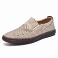 thumbnail image 3 of Men's Gray Woven Perforated Suede Slip-On Casual Loafers, 3 of 4