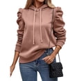 thumbnail image 2 of Sudadera con Capucha de Larga Abullonada y Cordón Ajustable para Mujer, Estilo Informal, para Otoño e Invierno Rosa M, 2 of 8