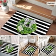 thumbnail image 5 of Rectangle Rug 2x3ft Area Rug,Farmhouse Green Wreath Flower Area Rugs for Living Room Bedroom,Checkered Bow Black Stripe Floor Mat Non-Slip Non-Shedding Carpet Indoor Accent Rugs, 5 of 9