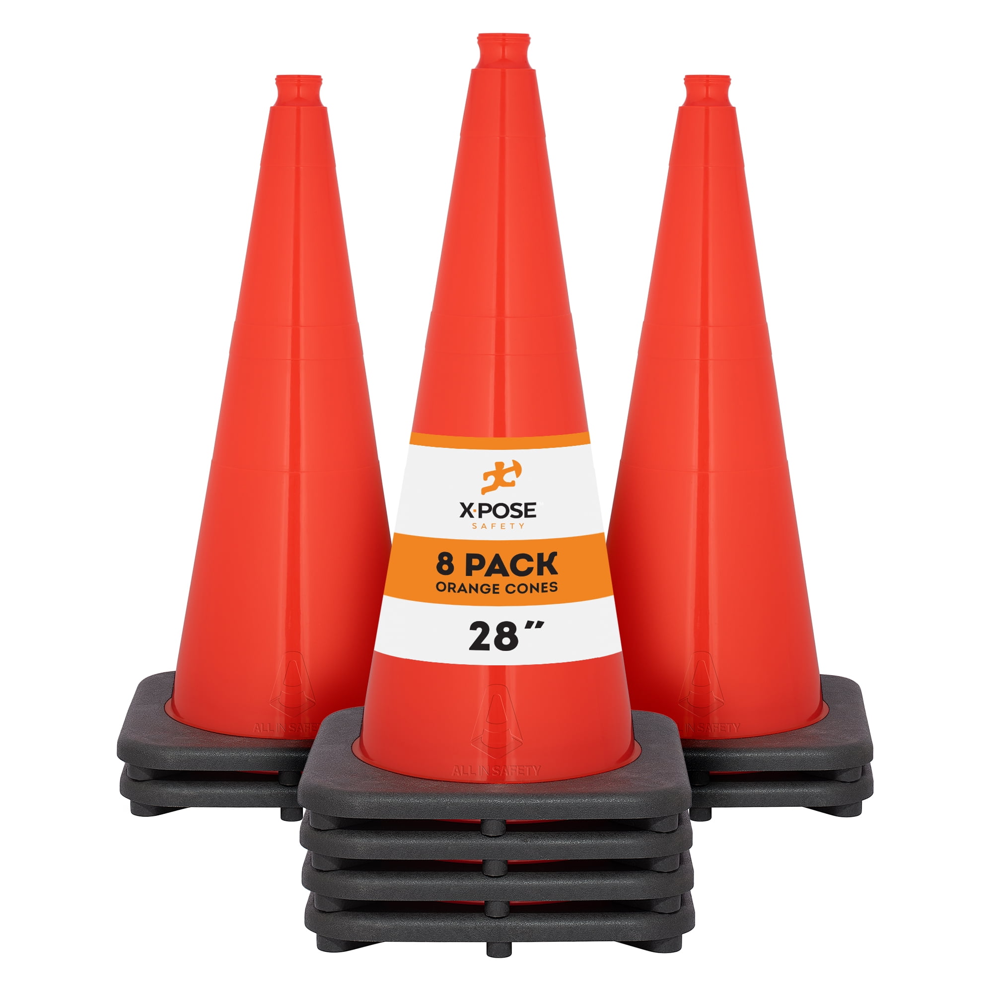 Xpose Safety 28 Inch Orange Traffic Cones, Multipurpose PVC Plastic