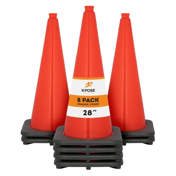 Xpose Safety 28 Inch Orange Traffic Cones, Multipurpose PVC Plastic