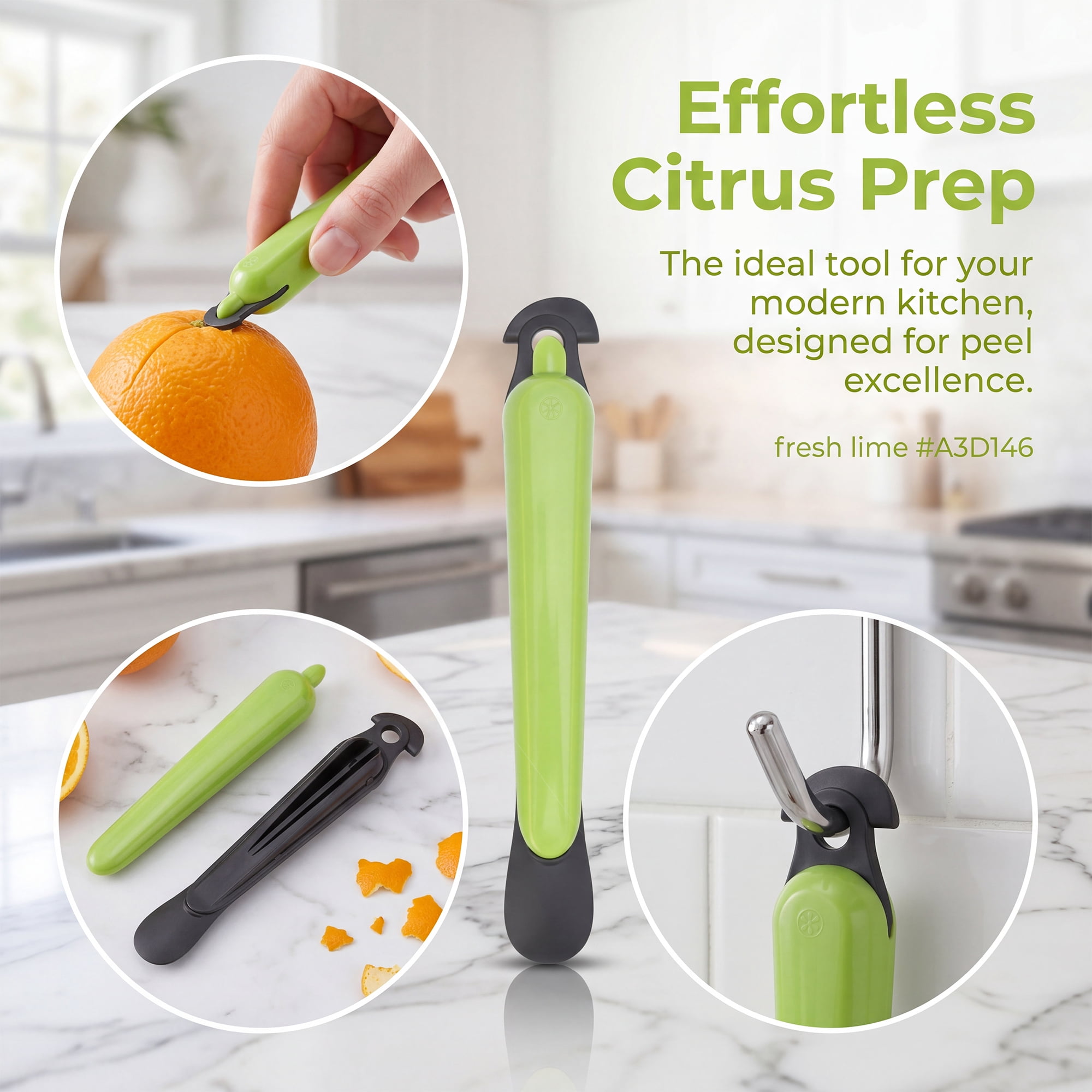 Unique Bargains Plastic Citrus Multi-use Peeler with Long Handle Cream 7.1" x 4.3" x 1"