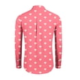 thumbnail image 3 of Fgvctg Valentine's Day Button Up Shirt Men Long Sleeve V Neck Button Down Blouse Casual Date Day Love Heart Print Shirts Oversized Collared Business Casual Outfits Watermelon Red 3XL, 3 of 4
