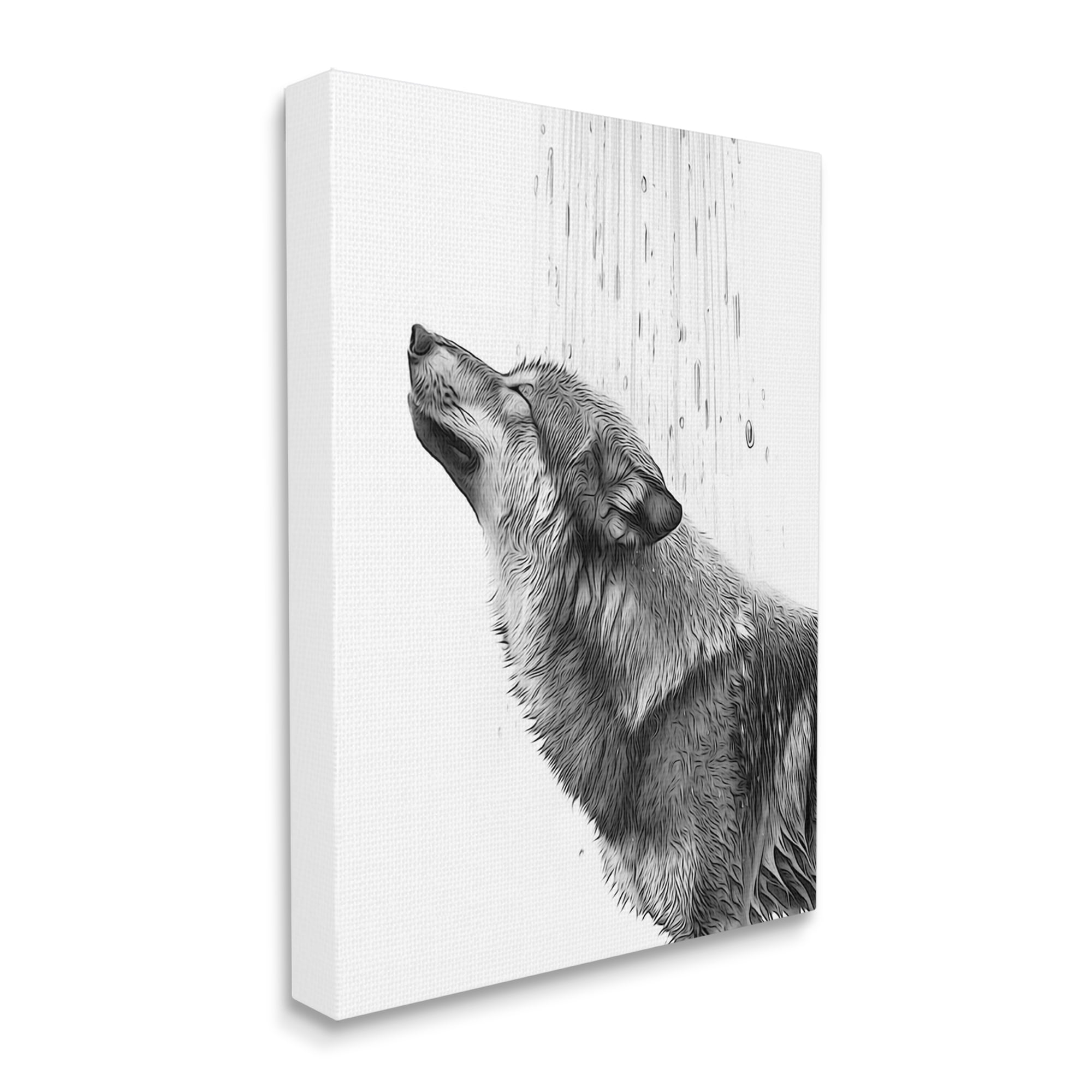 Stupell Industries Wolf in Bathroom Splash Animals & Insects Painting Gallery Wrapped Canvas Art Print Wall Art, 30 x 40