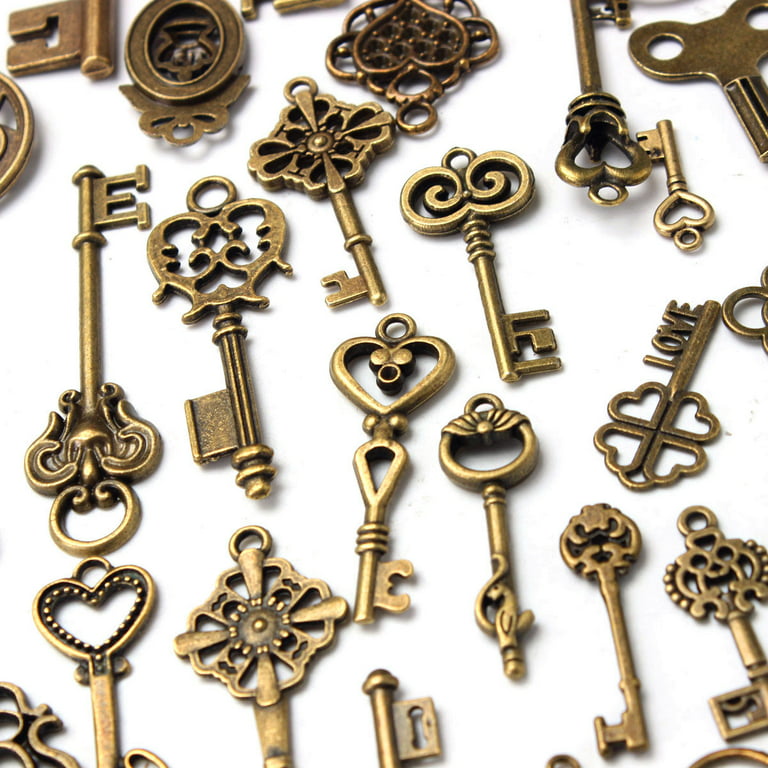 Yosoo 69pcs Assorted Antique, Keys For Crafts Craft Skeleton Keys Vintage  Old Look Large Bronze Skeleton Keys Lot Charm Pendant Fancy Heart Bow