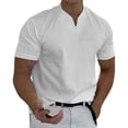 thumbnail image 1 of Prolriy Camisetas para hombre Primavera Verano Casual Cuello en V Sólido Manga Corta Camiseta Blusa Superior Camisas para hombre Blanco S, 1 of 8