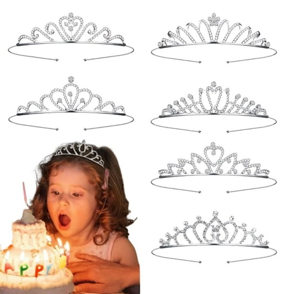 6-Piece Glittering Rhinestone Tiara Set, Elegant Design & Secure Fit, Crystal Hair Crown Rhinestone Headpiece for Weddings, Parties, Performances