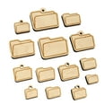 thumbnail image 1 of Open Empty Folder Icon Wood Mini Charms Shapes DIY Craft Jewelry - With Hole - 12mm (26pcs), 1 of 7