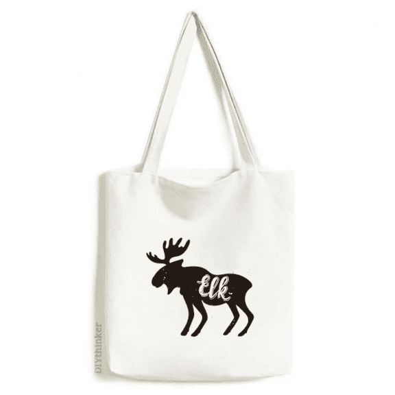 Elk Black And White Animal Tote Canvas Bag Shopping Satchel Casual Handbag