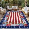 thumbnail image 2 of 4th of July Outdoor Rug for Patio/Deck/Porch, Non-Slip Large Area Rug 4 x 6 Ft, Independence Day Red Blue Poppy Flower Stripe Indoor Outdoor Rugs Washable Area Rugs, Camping Rug Carpet Runner, 2 of 8