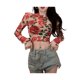 thumbnail image 2 of VISgogo Mujeres Moda Salvaje Crop Tops Retro Estampado floral Camiseta de manga larga Primavera Otoño Cuello redondo Slim Fit Tops Streetwear VISgogo  moda, 2 of 9