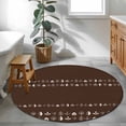 thumbnail image 3 of Rustic Botanical Round Area Rug 4Ft Washable Circle Rugs for Bedroom Dining Room, Japanese Herb on Brown Simple Art Non-Slip Carpet Floor Mats Indoor Outdoor Carpet Runner Aesthetic Home Decor, 3 of 8