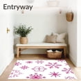 thumbnail image 3 of ODIKA 4'x6' Machine Washable Non-Slip Area Rug, Retro Holiday Snowflake Bath Accessories with High Traffic Rug, Pink, 737862, 3 of 7