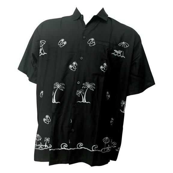 HAPPY BAY Men's Button Down Hawaiian Shirt Stylish Beach Short Sleeves Aloha Party Casual Tops Summer Funky Holidays Shirts 3XL Black_W792
