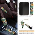 thumbnail image 4 of Renewold American Tribal Sunflower Cow Print Green Car Seat Covers Full Set, with Steering Wheel Safe Belt Cover Handbrake Set Coasters Garbage Bin Rear View Mirror Center Console Cover, 14 PCS, 4 of 7