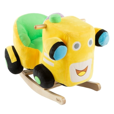 Rocking Train Toy- Kids Ride Plush Stuffed Ride on Wooden Rockers with Sounds and Handles-Make Believe Fun for Boys, Girls, Toddlers by Happy