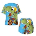 thumbnail image 5 of Lsque Dinosaur Riding a Motorcycle Women's Short-Sleeved Pajama Set - 2 Piece Soft and Lightweight Sleepwear Set-3X-Large, 5 of 9
