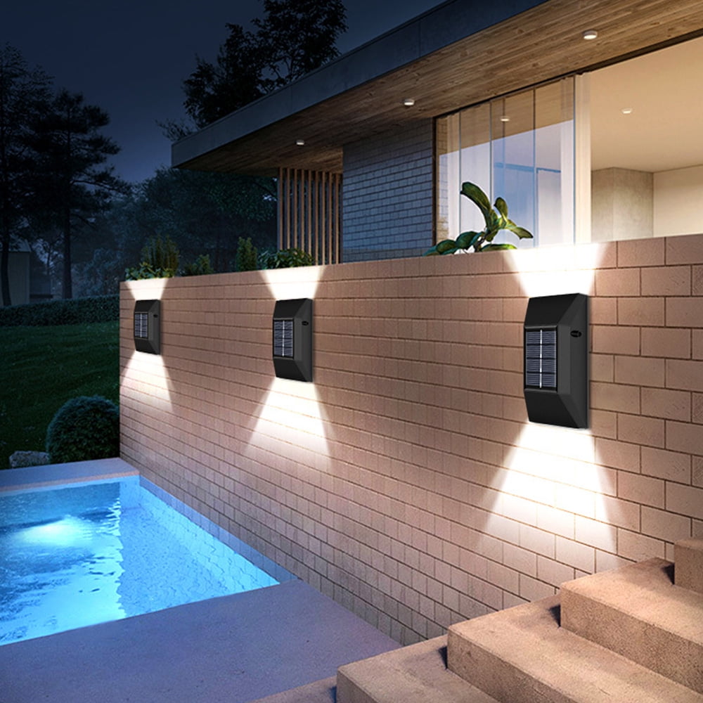 2PCS Solar LED Deck Wall Lights Path Yard Garden Patio Pathway Stairs Fence Lamp 